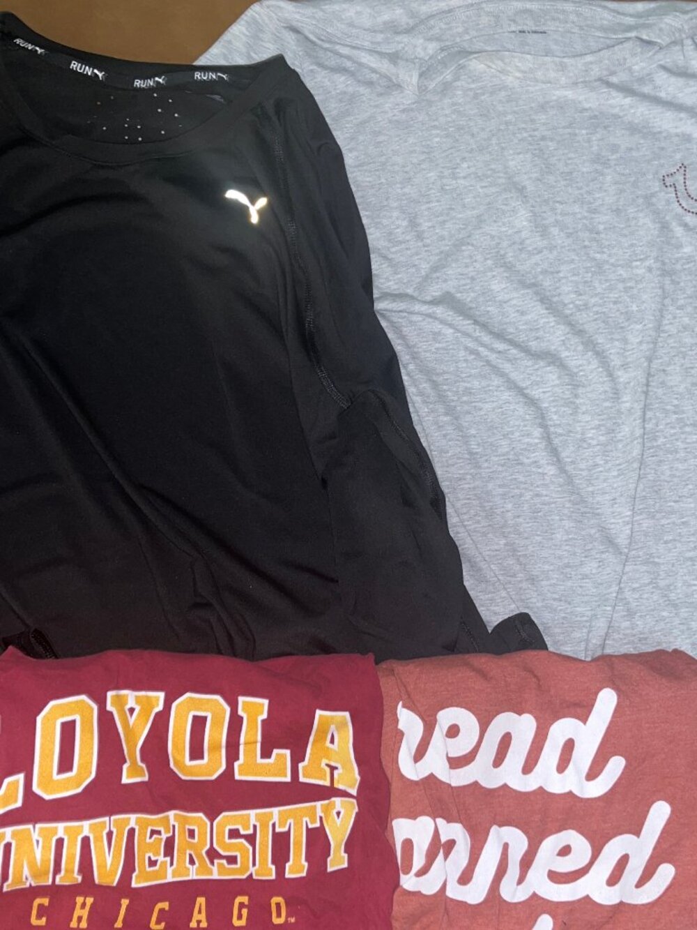 Lot 4 T-shirts Puma True Religion Loyola University Books Rhinestones Black
